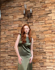 Plunge-back Satin Dress