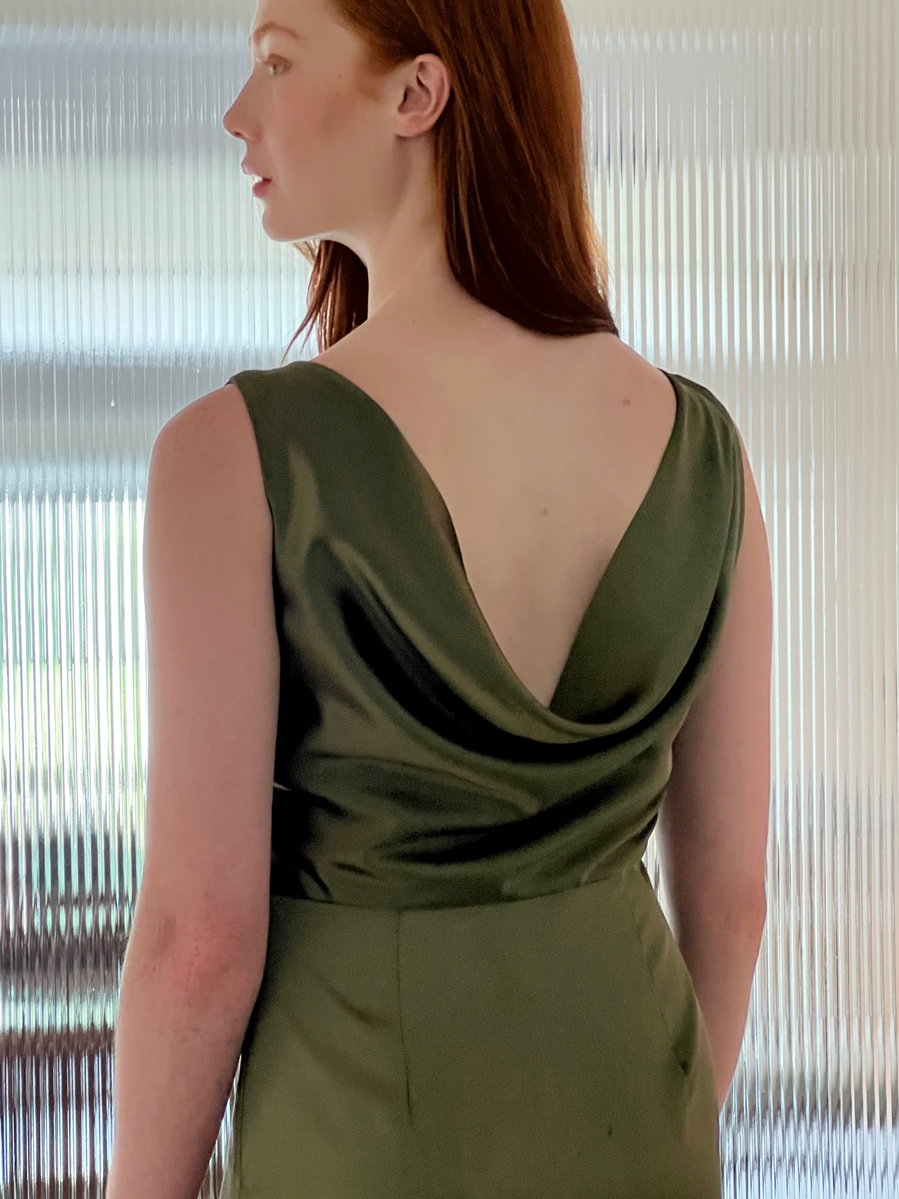 Plunge-back Satin Dress – LAUNDRY STUDIO 