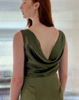 Plunge-back Satin Dress