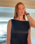 Plunge-back Satin Dress