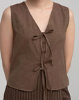 Ona Top, Olive Pink Linen