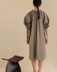 Laundry Studio Clothing Store Singapore Clay Grey Gathered Oversized Dress Back View