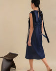 Laundry Studio Clothing Store Singapore Ruched Bustier Dress Russian Navy Back View