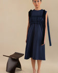 Laundry Studio Clothing Store Singapore Ruched Bustier Detail Dress Russian Navy Front View