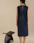 Laundry Studio Clothing Store Singapore Ruched Bustier Detail Dress Russian Navy Back Full