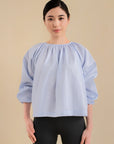 Laundry Studio Clothing Store Singapore Puffed Sleeve Blouse Dusty Blue Front View