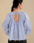 Laundry Studio Clothing Store Singapore Puffed Sleeve Blouse Dusty Blue Back Detail