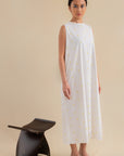 Laundry Studio Clothing Store Singapore Hand Painted Floral White Cotton Dress Full View
