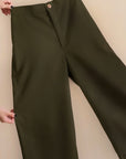 Laundry Studio Clothing Store Singapore Hunter Green Wide Legged Cropped Pants Product Image