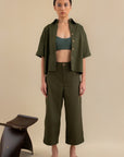 Laundry Studio Clothing Store Singapore Hunter Green Buttoned Short Sleeve Camp Shirt