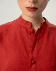 Linen Knot Shirt, Red