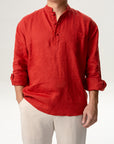 Linen Knot Shirt, Red