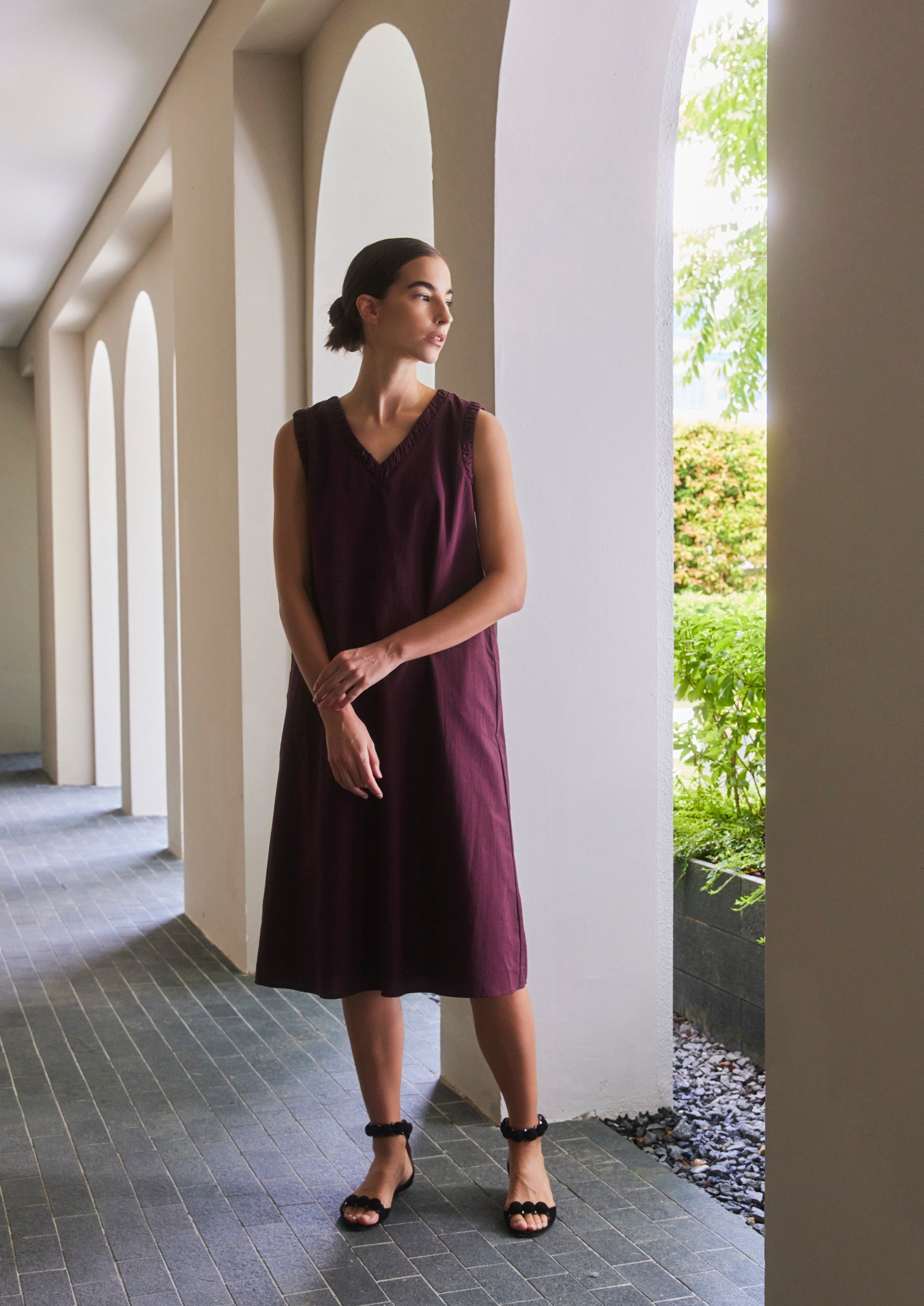 Linear Linen Dress LAUNDRY STUDIO Linear Linen Dress LAUNDRY STUDIO