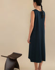 Laundry Studio Clothing Store Singapore Sleeveless Trims Navy Midi Dress Back View