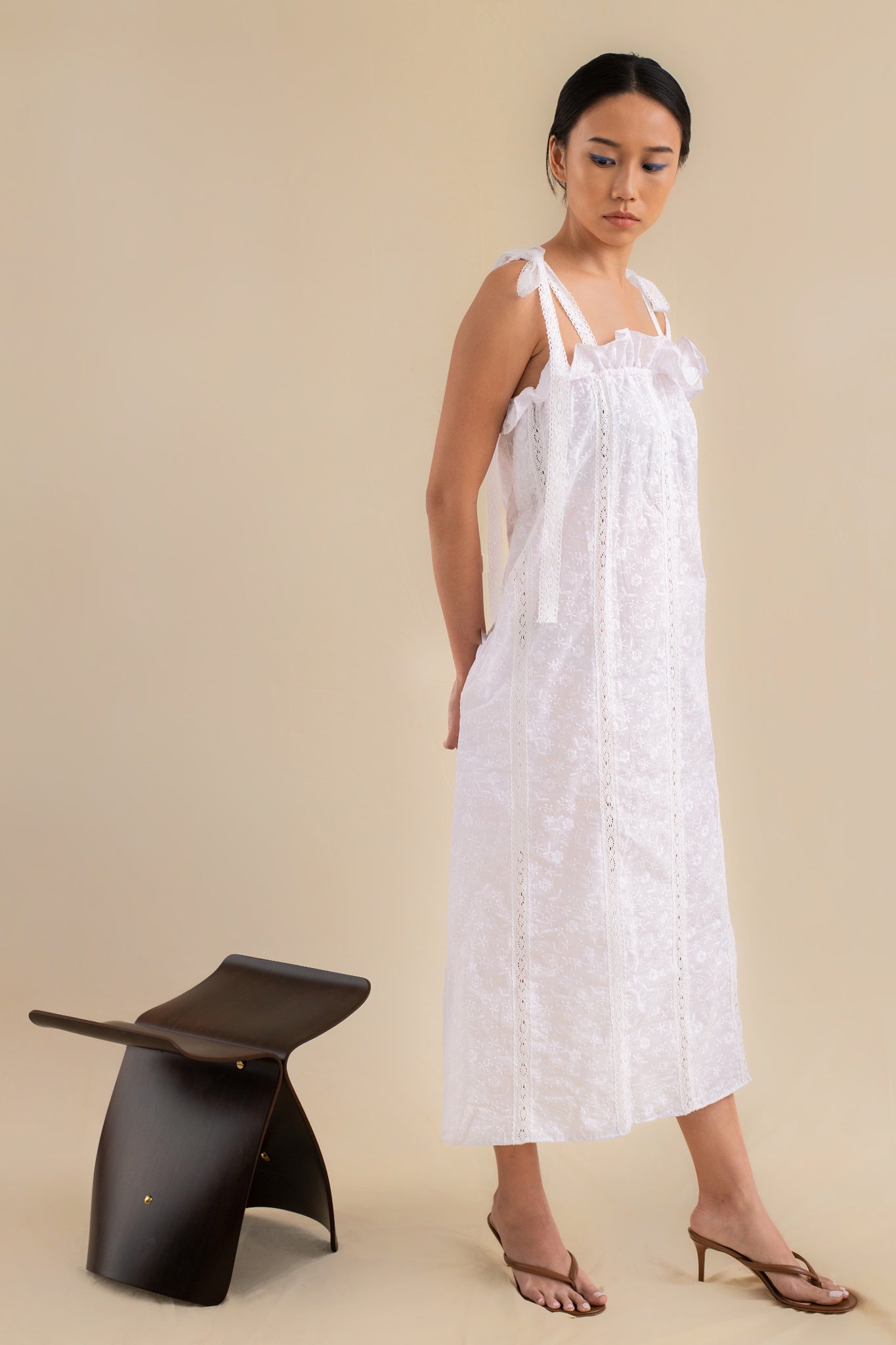 Laundry Studio Clothing Store Singapore Panelled Lace Broderie Anglaise White Cotton Dress