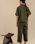 Laundry Studio Clothing Store Singapore Hunter Green Wide Legged Cropped Pants Back View